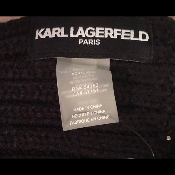 Karl Lagerfeld black knit scarf with pearls - Picture 7 of 8